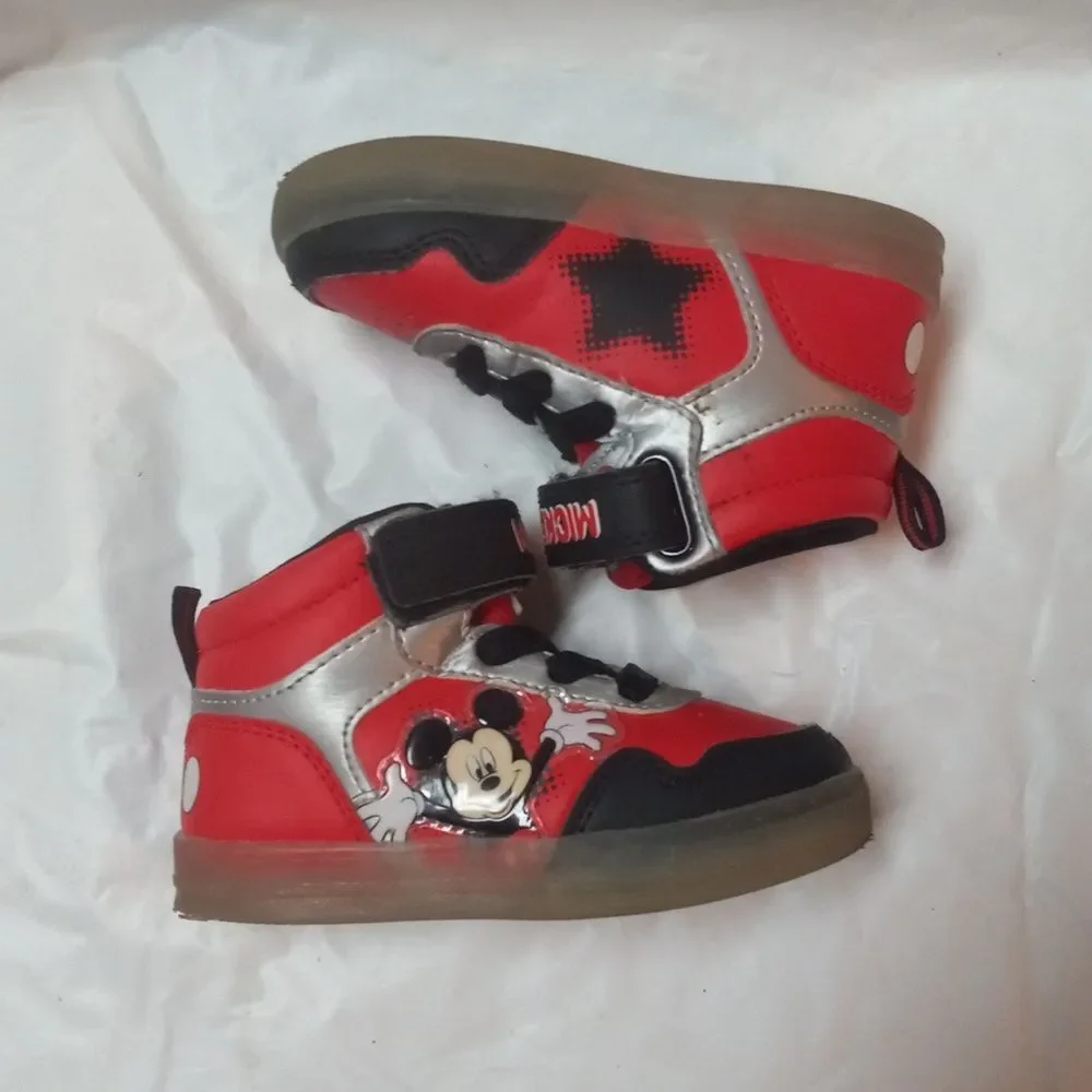 Disney Junior Mickey Mouse Light Up Hi Toddler Shoes Size 7